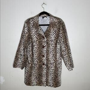 Tara Jones Leopard Print Button Front Lightweight Blazer / Coat Size 2X